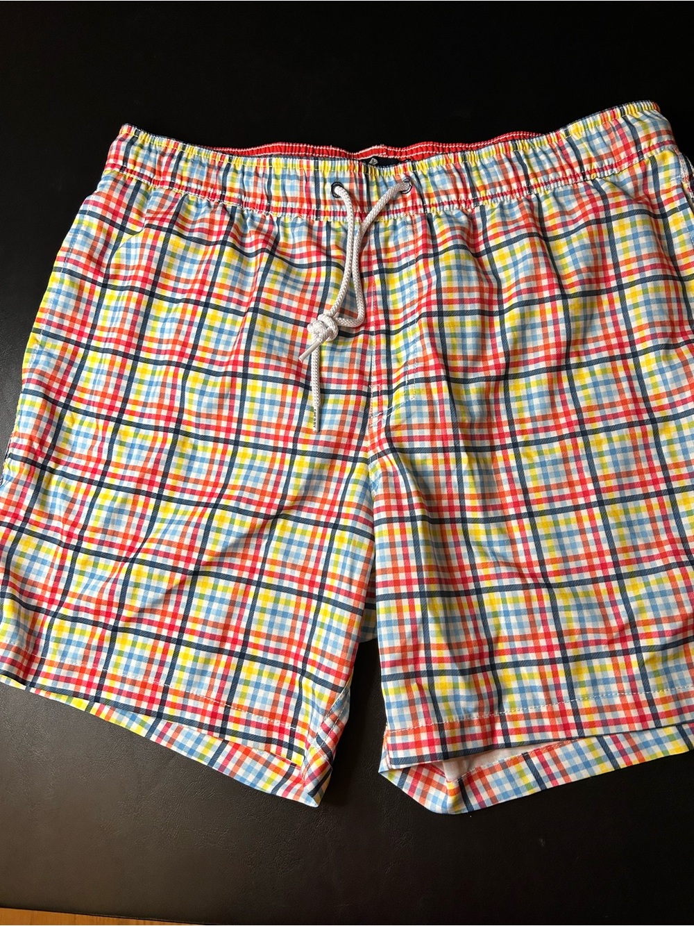 Sperry Men's Multicolor Plaid Swim Trunks - Red, Blue, Yellow, White